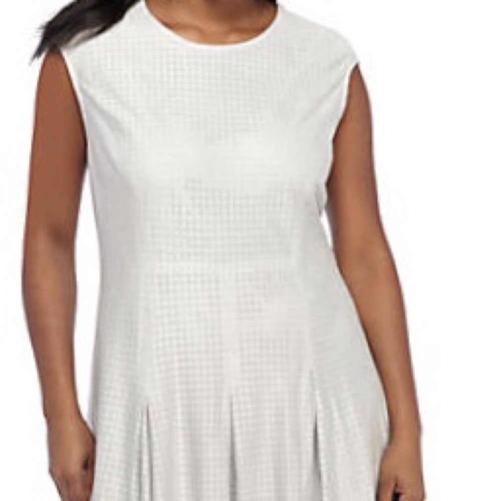 Perforated Faux Suede Dress. Size 1x. Light Gray